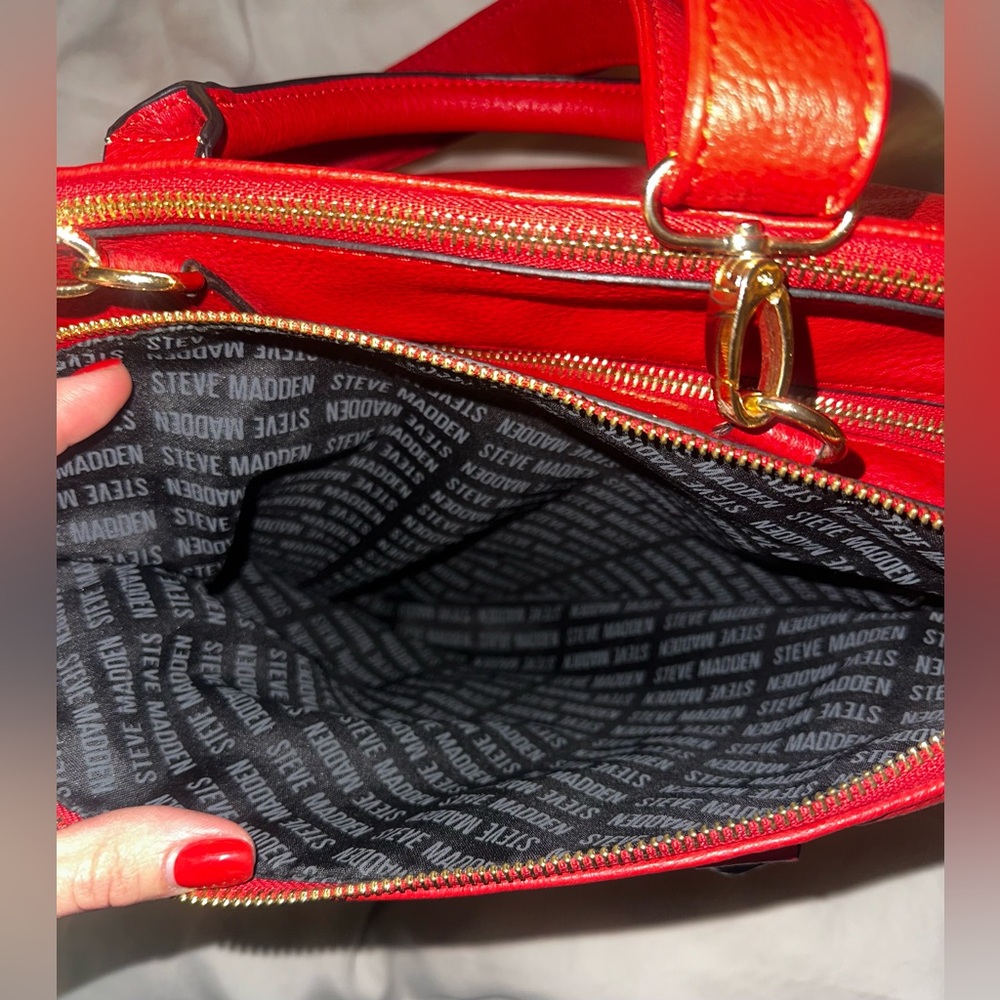 Steve Madden Red Leather Satchel - Picture 7 of 9